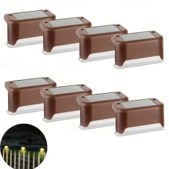 6pcs Waterproof Solar Deck Lights, Outdoor LED Solar Step Lights for Railing, Deck, Patio, Yard, Column, Fence, Stairs and Driveway (Warm Light/White Light)