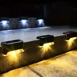 6pcs Waterproof Solar Deck Lights, Outdoor LED Solar Step Lights for Railing, Deck, Patio, Yard, Column, Fence, Stairs and Driveway (Warm Light/White Light)