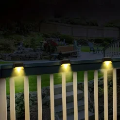 6pcs Waterproof Solar Deck Lights, Outdoor LED Solar Step Lights for Railing, Deck, Patio, Yard, Column, Fence, Stairs and Driveway (Warm Light/White Light)