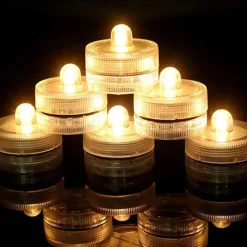 12pcs Waterproof Submersible Mini LED Lights Tea Light Underwater LED Candle Lamp For Aquarium Wedding Party Vase Decor