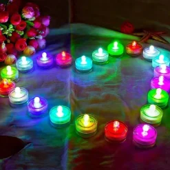 12pcs Waterproof Submersible Mini LED Lights Tea Light Underwater LED Candle Lamp For Aquarium Wedding Party Vase Decor