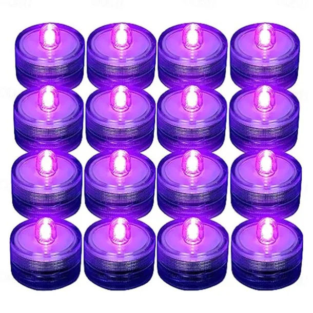 12pcs Waterproof Submersible Mini LED Lights Tea Light Underwater LED Candle Lamp For Aquarium Wedding Party Vase Decor