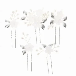 3/5PCS Wedding Hair Comb Bridal Hair Pins Set Silver Crystal Pearl Hair Side Comb U-shaped Flower Rhinestone Wedding Hair Accessories for Bride Bridesmaid Prom