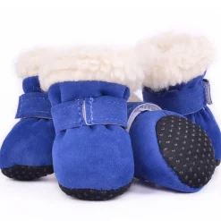 4Pcs Winter Dog Boots, Pet Snow Shoes Thicken Fleece Pet Outdoor Shoes with Anti-Slip Sole for Small Medium Large Dogs