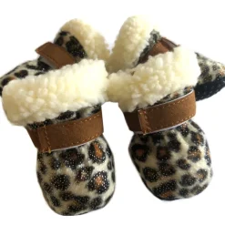 4Pcs Winter Dog Boots, Pet Snow Shoes Thicken Fleece Pet Outdoor Shoes with Anti-Slip Sole for Small Medium Large Dogs