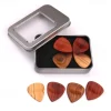 4Pcs Wooden Guitar Picks with Iron Storage Box Solid Wood Guitar Picks
