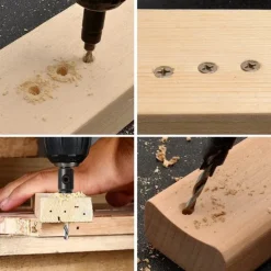 5pcs Woodworking Countersink Drill Bit Set, With 1/4