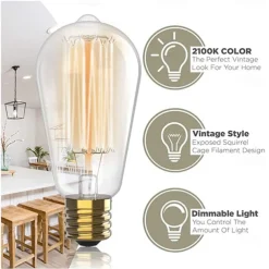3pcs/6pcs 40W Incandescent Vintage Edison Light Bulb E27 Dimmable Retro Lamp ST58 Decorative for Home Living Room, Bedroom and Dining Room