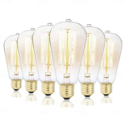 3pcs/6pcs 40W Incandescent Vintage Edison Light Bulb E27 Dimmable Retro Lamp ST58 Decorative for Home Living Room, Bedroom and Dining Room