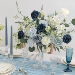 25pcs/set Artificial Flowers Wedding Decoration Rose Bouquets Valentine's Day Gift Real Looking Ivory Foam Fake Roses with Stems for DIY Wedding Bouquets White Bridal