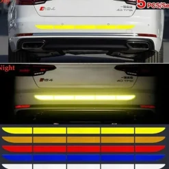 5pcs/set Car Reflective Stickers Waterproof Car Warning Sticker Reflective Tape Car Decals Stickers Car Trunk Body Auto Accessories