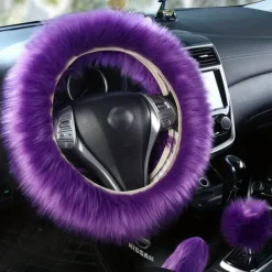 3PCs/Set Car Steering Wheel Cover Gear Shift Handbrake Fuzzy Cover Winter Warm Fashion Universal Car Interior Accessories