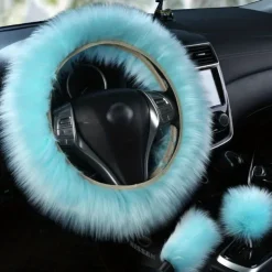 3PCs/Set Car Steering Wheel Cover Gear Shift Handbrake Fuzzy Cover Winter Warm Fashion Universal Car Interior Accessories