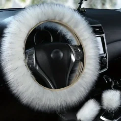 3PCs/Set Car Steering Wheel Cover Gear Shift Handbrake Fuzzy Cover Winter Warm Fashion Universal Car Interior Accessories