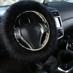 3PCs/Set Car Steering Wheel Cover Gear Shift Handbrake Fuzzy Cover Winter Warm Fashion Universal Car Interior Accessories