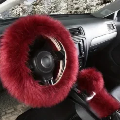 3PCs/Set Car Steering Wheel Cover Gear Shift Handbrake Fuzzy Cover Winter Warm Fashion Universal Car Interior Accessories