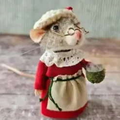 5pcs/Set Christmas Needle Felted Mouse Cute Needle Felted Culture Mouse Kit Handmade Needle Felt Mice for Winter Christmas Wool Felt