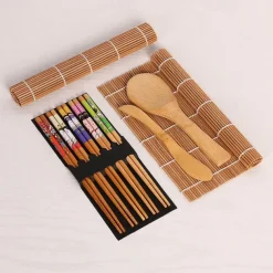 9pcs/set DIY Bamboo Sushi Maker Set Sushi Curtain Rice Sushi Making Kits Roll Cooking Tools Chopsticks Spoon Sushi Blade