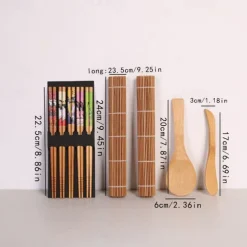 9pcs/set DIY Bamboo Sushi Maker Set Sushi Curtain Rice Sushi Making Kits Roll Cooking Tools Chopsticks Spoon Sushi Blade