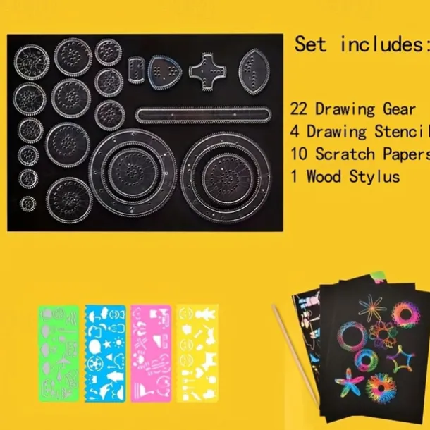 28pcs/set DIY Variety Magic Ruler Colorful Scratch Painting Set Fun Puzzle Magic Hand Copy Drawing Tools