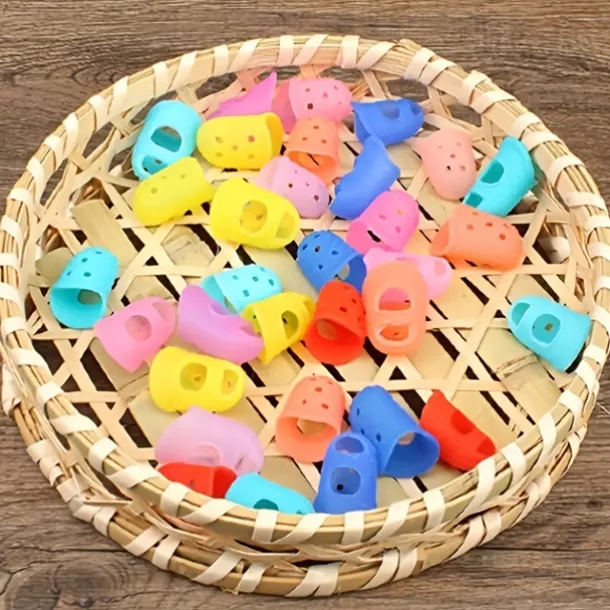 10pcs/Set Finger Thimbles Sleeve Anti-scald Silicone Gloves Playing Guitar Fingers Protection DIY Craft Glove Sewing Cooking Tool