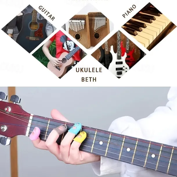 10pcs/Set Finger Thimbles Sleeve Anti-scald Silicone Gloves Playing Guitar Fingers Protection DIY Craft Glove Sewing Cooking Tool