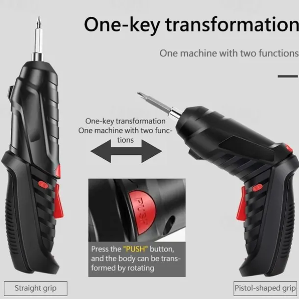15PCS/Set Foldable Electric Screwdriver Repairing Tools Screw Tightening USB Charging With LED Lighting For Maintenance Installation