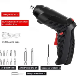 15PCS/Set Foldable Electric Screwdriver Repairing Tools Screw Tightening USB Charging With LED Lighting For Maintenance Installation