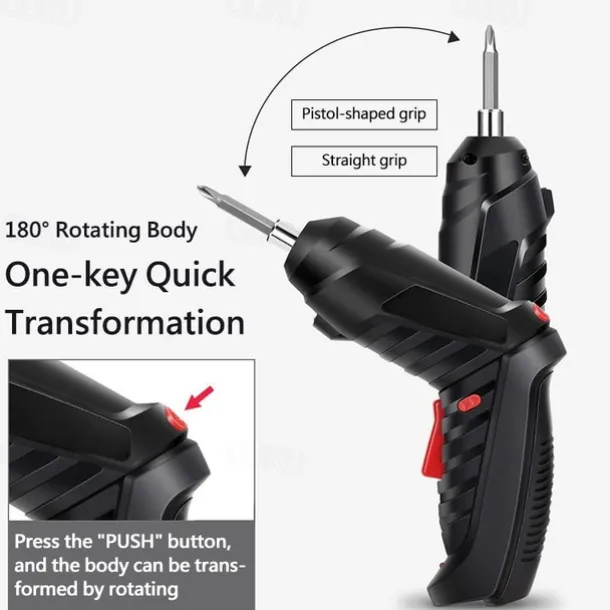 15PCS/Set Foldable Electric Screwdriver Repairing Tools Screw Tightening USB Charging With LED Lighting For Maintenance Installation