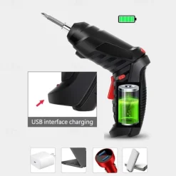 15PCS/Set Foldable Electric Screwdriver Repairing Tools Screw Tightening USB Charging With LED Lighting For Maintenance Installation