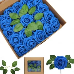 25/50pcs/set Gift Box 8cm Artificial Rose With Leaves 25 50 Boxes Of Home Flower Decoration Wedding Decoration