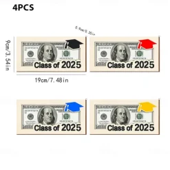 4pcs/set Graduation Money Holder Graduation Gift Class of 2025 Grad Wooden Card Box Cash Holder DIY Money Cash Envelope Wallet Senior Gift Birthday Present for Grad