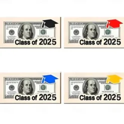 4pcs/set Graduation Money Holder Graduation Gift Class of 2025 Grad Wooden Card Box Cash Holder DIY Money Cash Envelope Wallet Senior Gift Birthday Present for Grad