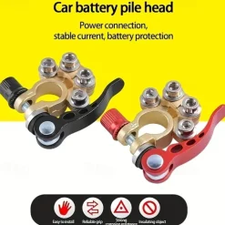2pcs/set Premium Car Battery Terminal Connector with Shut-off Function Securely Connect and Disconnect Battery Wires for Easy Maintenance