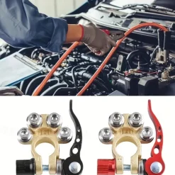 2pcs/set Premium Car Battery Terminal Connector with Shut-off Function Securely Connect and Disconnect Battery Wires for Easy Maintenance