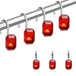 12pcs/set Shower Curtain Hook, Transparent Acrylic Rhinestone Shower Curtain Hook, Curtain Hook, Bathroom Accessories