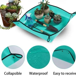 PE Plant Repotting Mat Waterproof Transplanting Mat Indoor Succulent Potting Mat Portable Gardening Mat Dirty Catcher Bonsai Succulent Potting Tarp