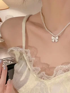 Pearl Necklace For Women's Party Evening Gift Birthday Party Alloy Fancy Precious