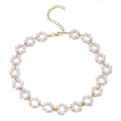 Pearl Necklace Imitation Pearl Women's Artistic Sweet Beads Wedding Circle Necklace For Wedding Party