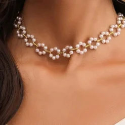 Pearl Necklace Imitation Pearl Women's Artistic Sweet Beads Wedding Circle Necklace For Wedding Party