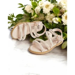 Pearl-Strap Sandals for Girls – Stylish Wedding Footwear for Flower Girls