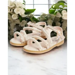 Pearl-Strap Sandals for Girls – Stylish Wedding Footwear for Flower Girls