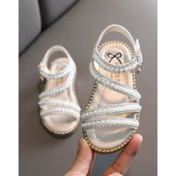 Pearl-Strap Sandals for Girls – Stylish Wedding Footwear for Flower Girls
