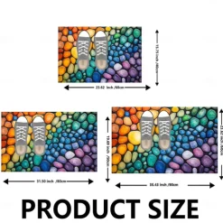 Pebble Bathroom Rug, Polyester Rectangle Door Mat, Super Absorbent, Non-Slip, Easy-to-Clean, Stain-Resistant Bath Mat