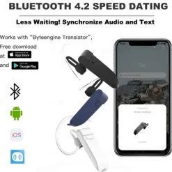 PEIKO Language Transaltor Smart Earbud Supports 32 Language & 44 Accent Online Real Time Voice Transaltor Supports 11 Offline Voice Translation Language,with BT Connection Single Earphone