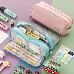 Pencil Cases Wear-Resistant Multifunction With Zipper Canvas for School Office Student, Back to School Gift