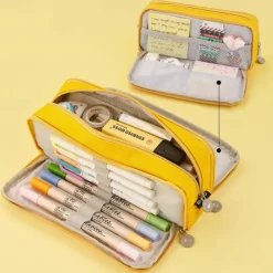 Pencil Cases Wear-Resistant Multifunction With Zipper Canvas for School Office Student, Back to School Gift