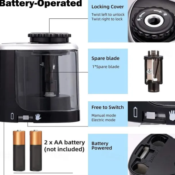 Pencil Sharpener Electric Pencil Sharpeners Blade to Fast Sharpen Suitable for Colored Pencils(6-8mm) School Pencil Sharpener/Classroom/Office/Home, Back to School Gift