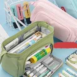 Pencil Case Pen Pouch Marker Bag Wear-Resistant Multifunction With Zipper Canvas for School Student Children, Back to School Gift