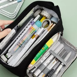 Pencil Case Pen Pouch Marker Bag Wear-Resistant Multifunction With Zipper Canvas for School Student Children, Back to School Gift